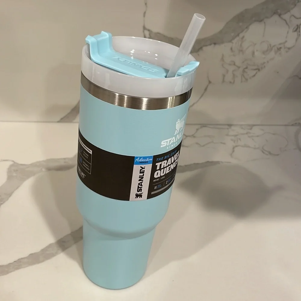 Stanley - AQUA - OG 40 oz Adventure Quencher Travel Tumbler (Light Blue) NWT!